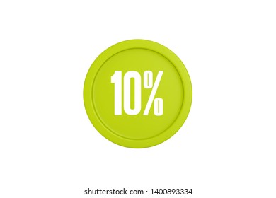 10 Percent In Lime Color Circle Isolated On White Background, 3d Illustration.