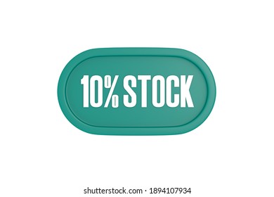 10 Percent Stock Sign In Teal Color Isolated On White Background, 3d Illustration.