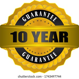 10 Year Guarantee Label Logo Image, Guarantee Stamp Stock Photos