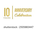 10 years anniversary celebration template illustration design in gold color, Anniversary banner.