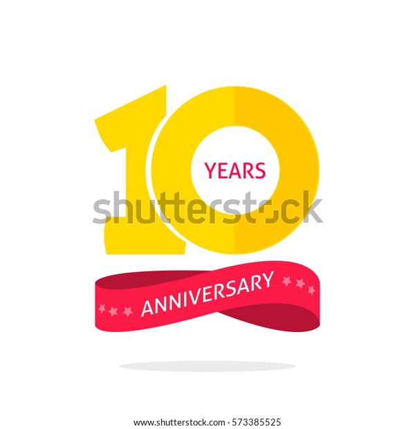 白い背景に10周年記念のロゴテンプレートと円と数字 10周年記念のアイコンラベル 10歳の誕生日パーティのシンボル のイラスト素材