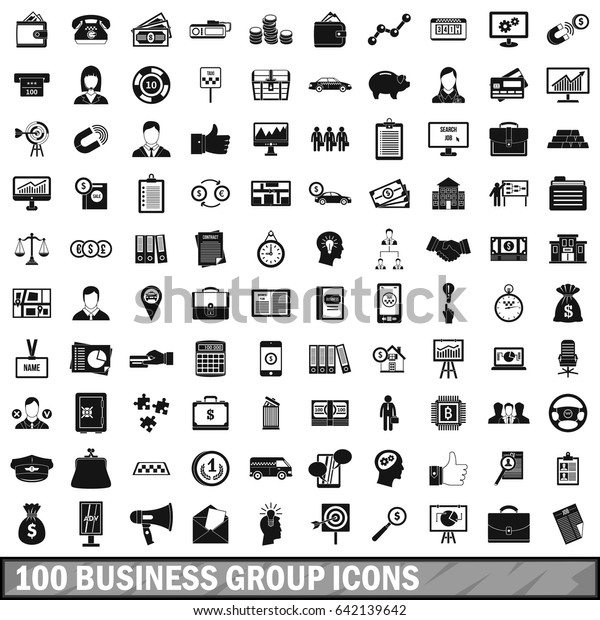 100 business group icons set in simple style\
for any design \
illustration