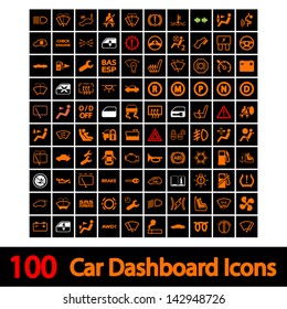 100 Car Dashboard Icons. Vector version also available in my portfolio.