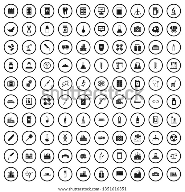 100 chemical industry icons set in simple\
style for any design\
illustration