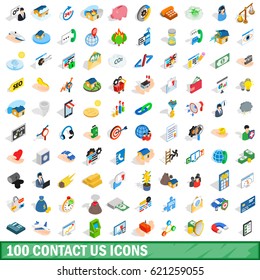 100 Contact Us Icons Set In Isometric 3d Style For Any Design  Illustration