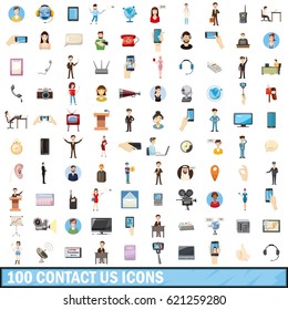 100 Contact Us Icons Set In Cartoon Style For Any Design  Illustration