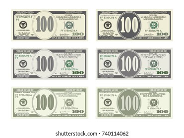 Design Template 100 Dollars Banknote Bill Stock Vector (Royalty Free ...