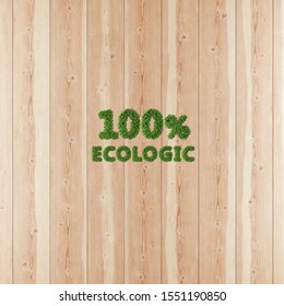 100% Ecologic image formed by vegetation and wood. 3D Illustration.