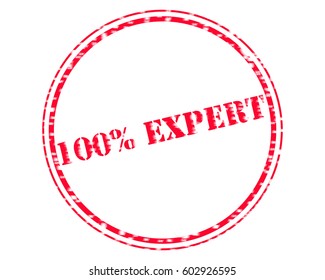 100% EXPERT RED Stamp Text on Circle white backgroud