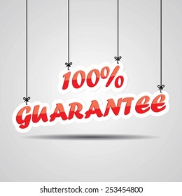 100 guarantee on the hanging isolate on white background.