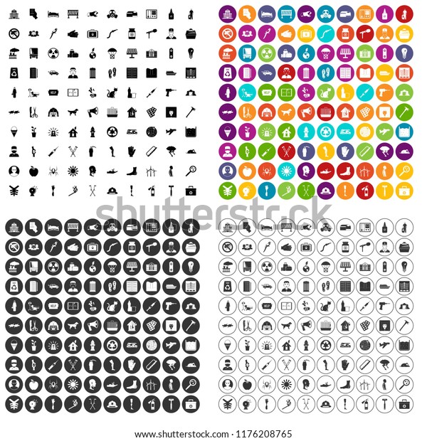 100 help icons set in 4 variant for any web design\
isolated on white