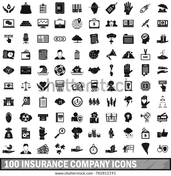 100 insurance company icons set in simple\
style for any design \
illustration