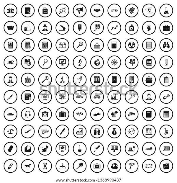 100 magnifier icons set in simple style for\
any design\
illustration
