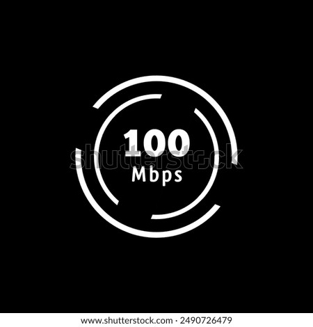 100 Mbps) Megabits per second Icon, png sign.100 Mbps download. Speed ​​test, internet speed isolated on black background