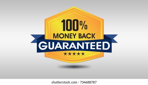 100% Money Back Guarantee Seal on White background