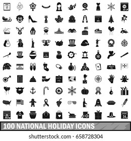 100 National Holiday Icons Set In Simple Style For Any Design  Illustration