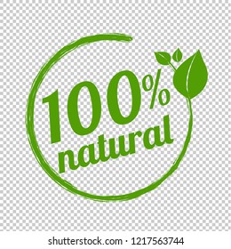 100% Natural Logo Symbol Transparent Background