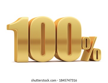 100% off on sale. Gold percent isolated on white background. 3d rendering. Illustration for advertising.
