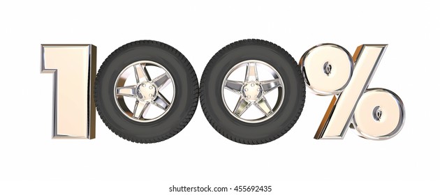 100 One Hundred Percent Number Car Wheels 3d Illustration - Powered by Shutterstock