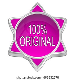 100% Original button - 3D illustration