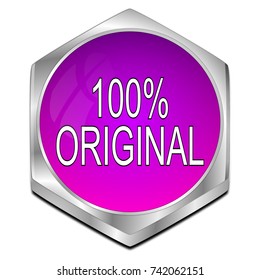 100% Original button - 3D illustration