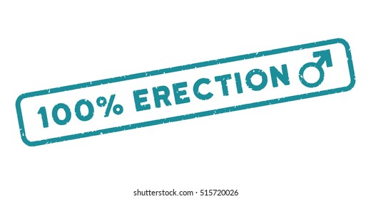 100 Percent Erection text for watermark stamps. Tag inside rounded rectangular frame with grunge design and dirty texture. Glyph rubber seal print on a white background. Dirty soft blue ink sign. - Shutterstock ID 515720026