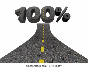 100 Percent One Hundred Top Score Total Complete Road 3d Illustration