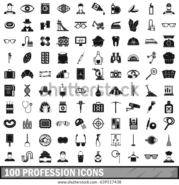 100 profession icons set in simple style for\
any design \
illustration