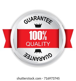 100 Quality Silver Badge Red Ribbon Stock Illustration 716973745