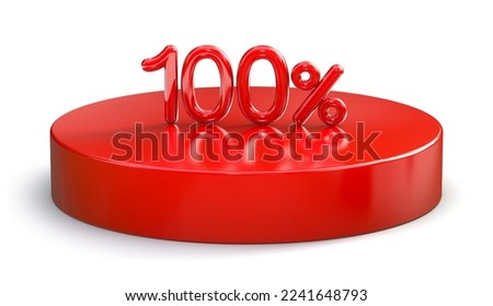 100% red pie chart isolated on white background. 3d illustration.