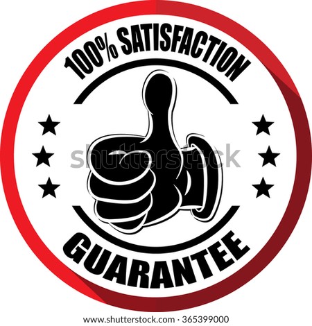 100% satisfaction guarantee red, Button,label and sign.