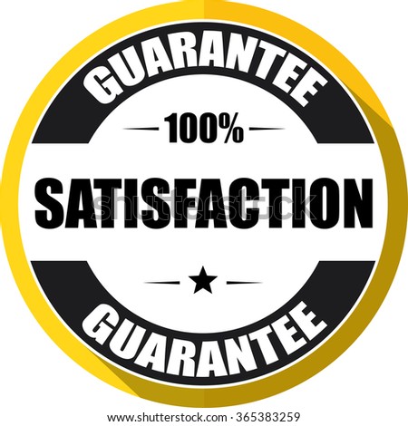 100% satisfaction guarantee yellow, Button,label and sign.