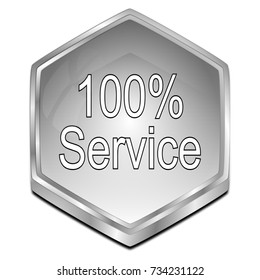100% Service button - 3D illustration