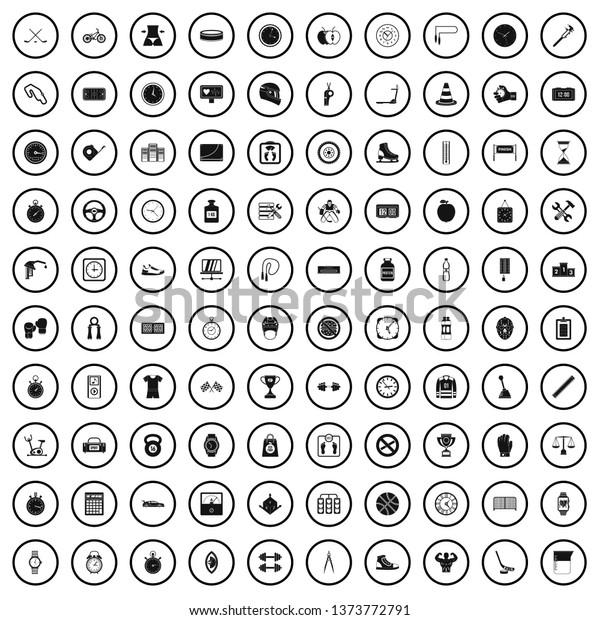 100 stopwatch icons set in simple style for\
any design\
illustration