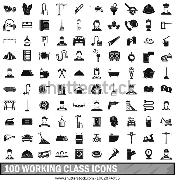 100 working class icons set in simple style\
for any design\
illustration
