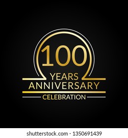 100 Years Anniversary Logo. 100th Birthday Celebration Icon. Party Invitation, Jubilee Celebrating Emblem Or Banner. 