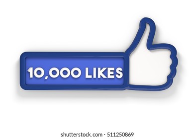 10000 Likes Thumbs Up Social Media Banner. 3D Rendering