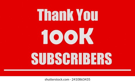 100K Subscribers celebration design. Red and white 100K Subscribers logo for social media subscribers - Powered by Shutterstock