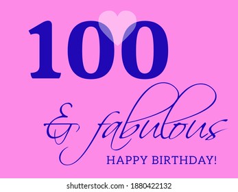 100th Happy Birthday Card Illustration In Retro Style.