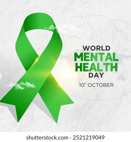 10th october world mental health day poster with human brain design  - Powered by Shutterstock