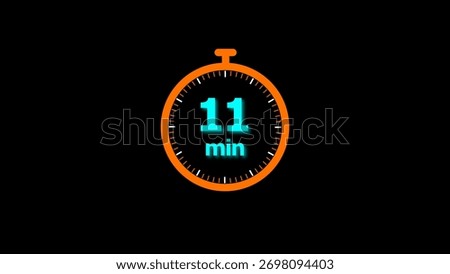 11 min clock illustration timer icon. timer 11 minutes countdown icon. motion graphic Clock 11 minute icon, blue background 4k illustration.