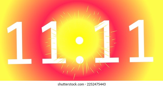 11:11  Magic number  angel number and sparkling sunlight gradient background 