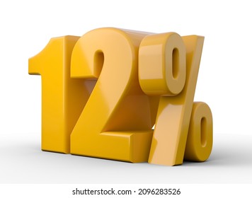 12% 3d illustration. Orange twelve percent special offer on white background