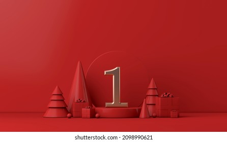 The 12 days of christmas. 1st day festive background. 3D Render - Powered by Shutterstock