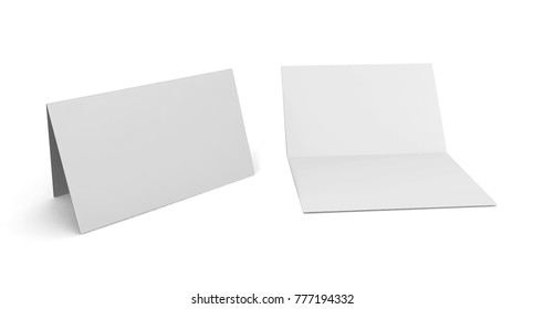 1/2 fold horizontal brochure blank white template for mock up and presentation design. 3d illustration.