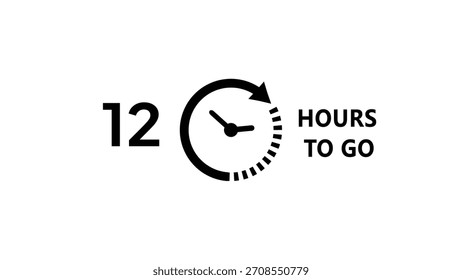 12 -Hour's timer illustration. Countdown timer clock icon.