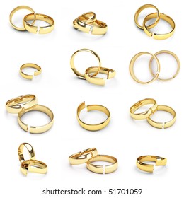 12 Isolated Broken Gold Wedding Rings