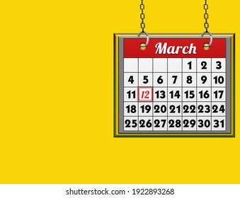 31 March Calendar Month March Calendar Stock Illustration 1922048636