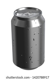 12 Oz Beer Or Soda Can With Droplets. Isolated High Resolution 3D.