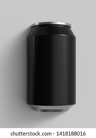 12 Oz Black Beer Or Soda Can. Realistic 3D Render.